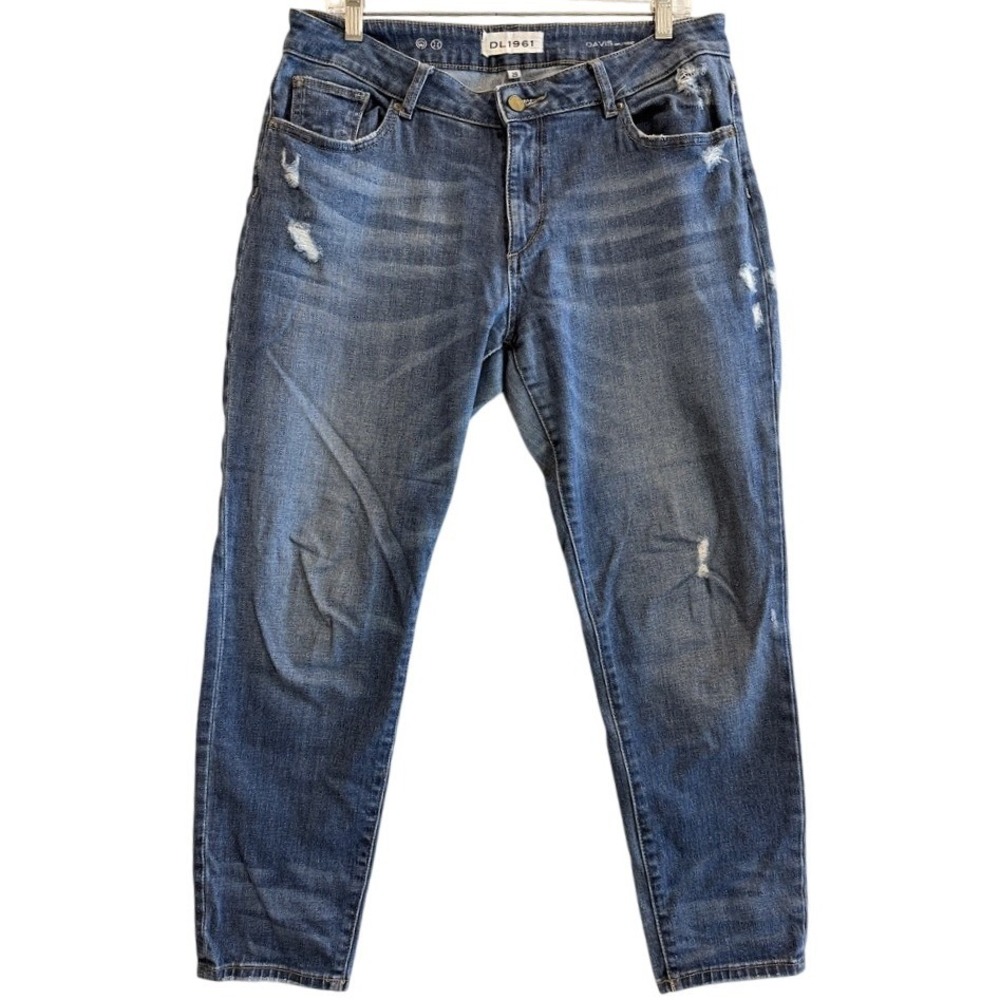 DL1961 Davis Girlfriend Jeans Womens 29 Blue Distressed Slim Tapered Stretch